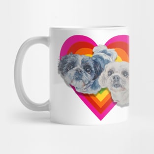 Super cute Shiz Tzus on a rainbow heart! Mug